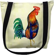 Betsydrake TY037S 13 x 13 in. Blue Rooster Tote Bag - Small