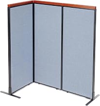 Global Industrial 24-1/4"W x 61-1/2"H Deluxe Freestanding 3-Panel Corner Room Divider, Blue