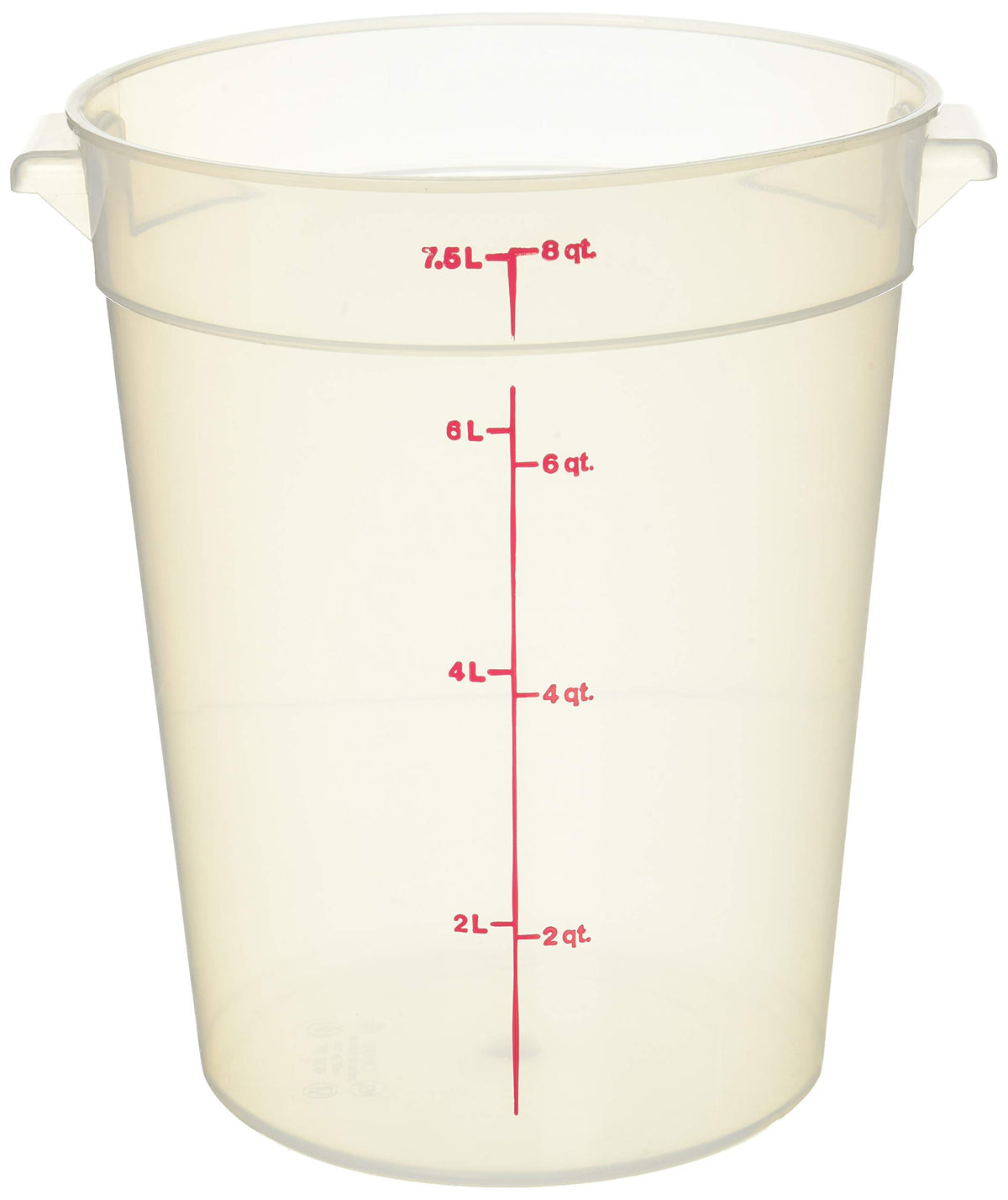 8 qt Round Polypropylene Food Storage Container - Camwear® by Cambro – 8 quart, 7.57 liters, Plastic, Translucent, Pack of 12
