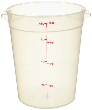 8 qt Round Polypropylene Food Storage Container - Camwear® by Cambro – 8 quart, 7.57 liters, Plastic, Translucent, Pack of 12