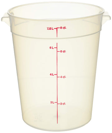8 qt Round Polypropylene Food Storage Container - Camwear® by Cambro – 8 quart, 7.57 liters, Plastic, Translucent, Pack of 12