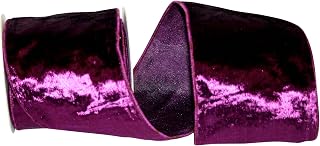 Reliant Ribbon Designer Plush Velvet Elite Wired Edge Ribbon, 4 Inch X 5 Yards, Purple