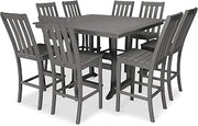 Polywood Vineyard 9-Piece Nautical Trestle Bar Set (Slate Grey)