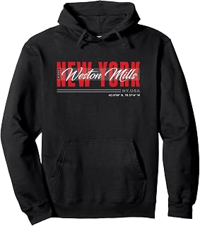 Weston Mills, New York Streetwear Bold Red Urban Design Pullover Hoodie