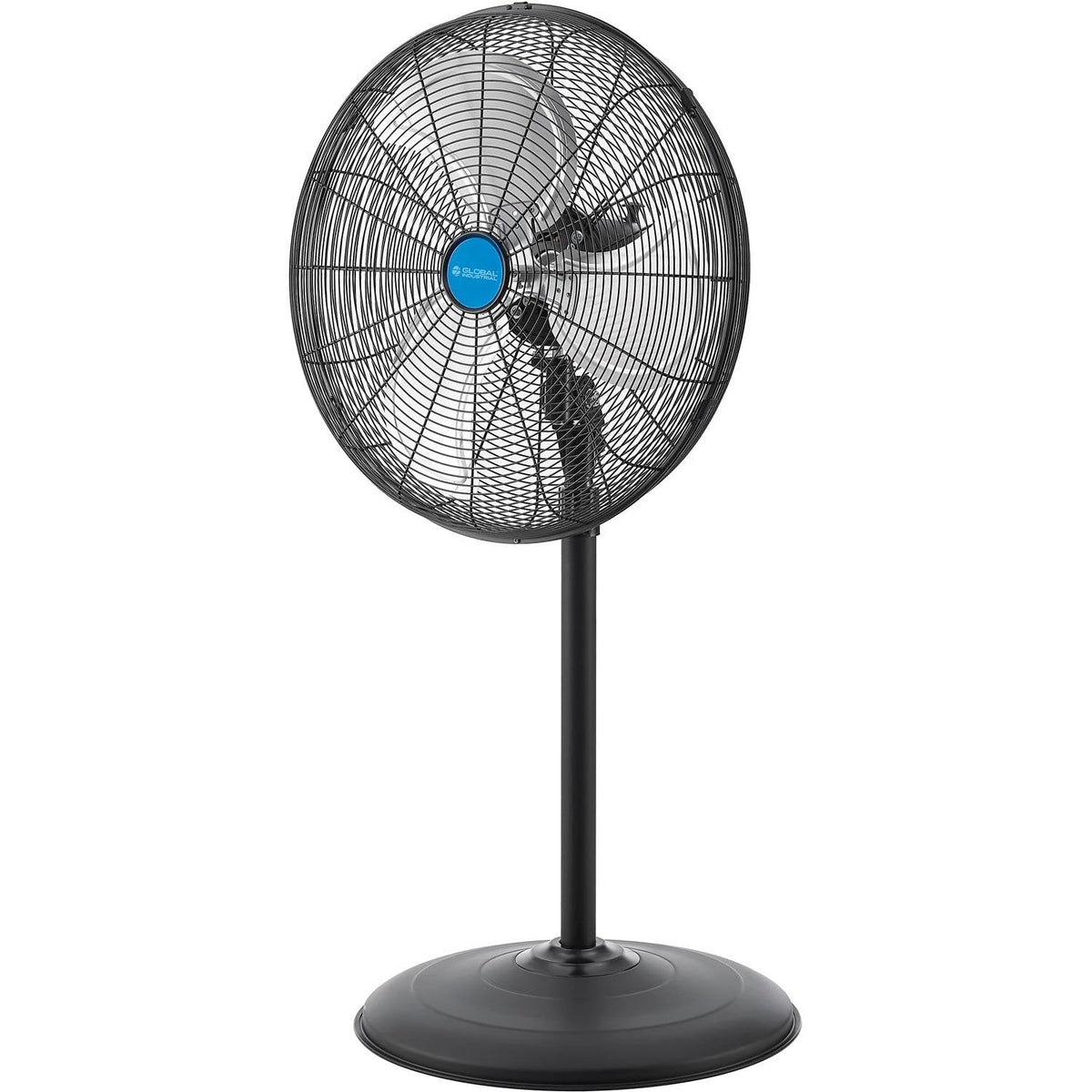 18" Industrial Pedestal Oscillating Fan by Global Industrial – Metal, Black / Silver, Model 293127