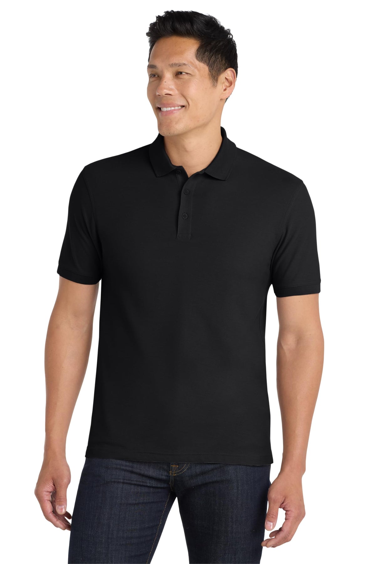 Unisex Tall Core Classic Pique Polo Deep Black by Port Authority – XX-Large Tall, Cotton, Deep Black, Model SNM-1144041