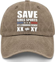 Save Girls Sports, Itis Common Sense for Women Low Profile Washed Distressed Baseball Caps