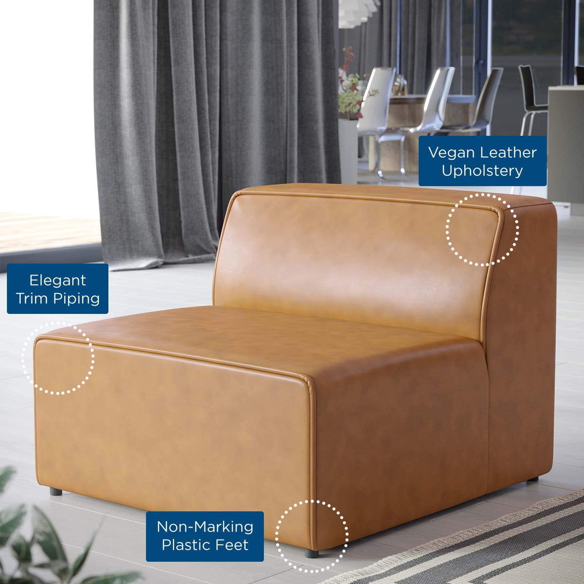 Modway Tan / Armless Chair / Contemporary Sofas & Couches
