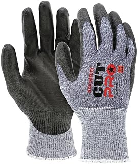 MCR Safety 92745PUXS Cut Pro 15 Gauge HyperMax Work Glove, Cut Protection, Polyurethane Coated Palm & Fingertips, Touchscreen Friendly, X-Small