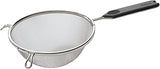 Winco 6 1/4" Stainless Steel Mesh Strainer | Single medium, Tin-plated steel, Wire handle, Hanging loop, Deep bowl, Great for Rinsing Produce, Straining and Kitchen Prep