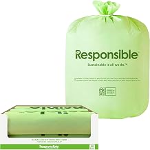 Compostable Tall Kitchen Trash Bags 64 Gallon - Heavy Duty Multipurpose Bin Liners for Food Scraps, Yard Waste & Compost (120 Count)