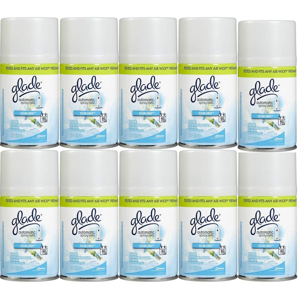Automatic Spray Refill - Clean Linen - 6.2 oz - 10 pk by Glade – 5.17 Ounce (Pack of 12), white, Pack of 12
