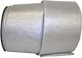Reliant Ribbon 9610M-070-10J Lame Commercial Heavy Wired Edge Ribbon, 4 Inch X 25 Yards, Silver