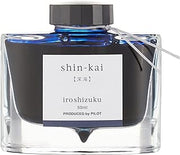 PILOT Iroshizuku Bottled Fountain Pen Ink, Shin-Kai, Deep Sea (Blue Black) 50ml Bottle (69225)