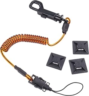 Ergodyne Squids 3151 Coiled Lanyard Tether with Swivel Hook, Detachable End, 2 lbs, Self-Adhesive Mounts Included
