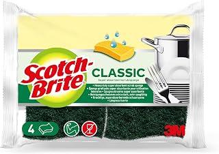 Scotch-Brite Classic Natural Fibre Cleaning Sponge, 4 per Pack - All Purpose Sponge for Kitchen and Household, Also Suitable for Non-Stick Cookware and Glass