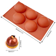 Walfos Half Ball Silicone Mold, 5 Cavity Extra Large, Set of 3