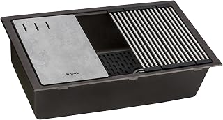 Ruvati 33-inch Granite Composite Quartz Undermount Workstation Kitchen Sink Coffee Brown - RVG2302ES