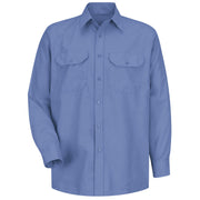 Men's Solid Dress Uniform Shirt by Red Kap – Large, Polyester/35, Petrol Blue, Model SP50MBL323