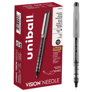 uniball Vision Needle Rollerball Pens by Uni-Ball – 12 Count, Plastic, Black, Pack of 12, Model 1734903