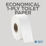 Pacific Blue Basic 1-Ply Jumbo Jr. 9'' Toilet Paper by GP PRO () by Georgia-Pacific – 8 Rolls, Paper, White, Pack of 8, Model 13718