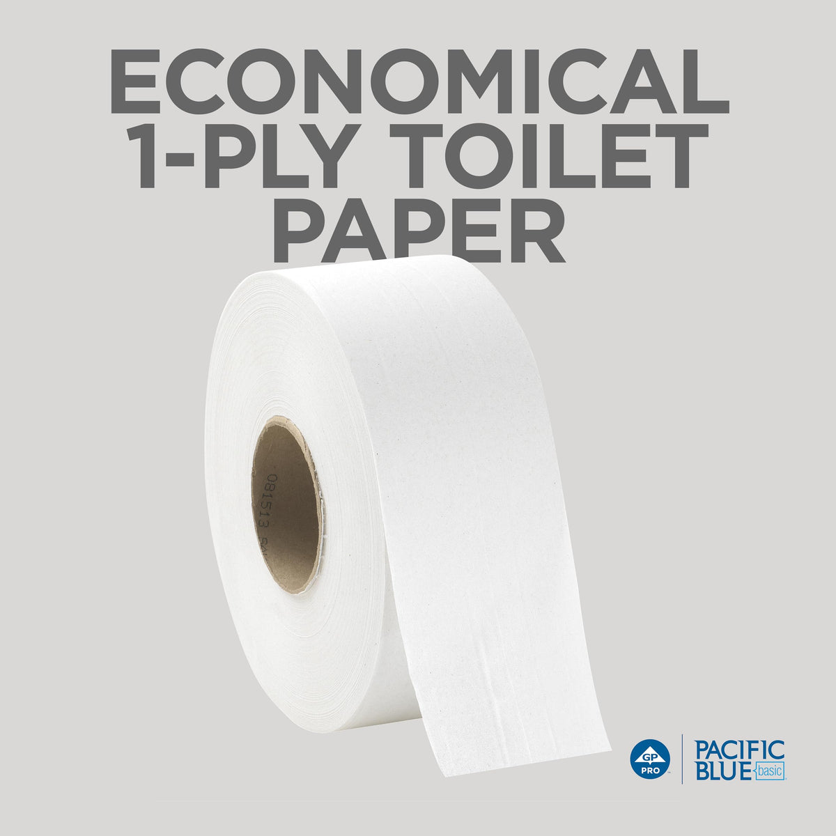 Pacific Blue Basic 1-Ply Jumbo Jr. 9'' Toilet Paper by GP PRO () by Georgia-Pacific – 8 Rolls, Paper, White, Pack of 8, Model 13718