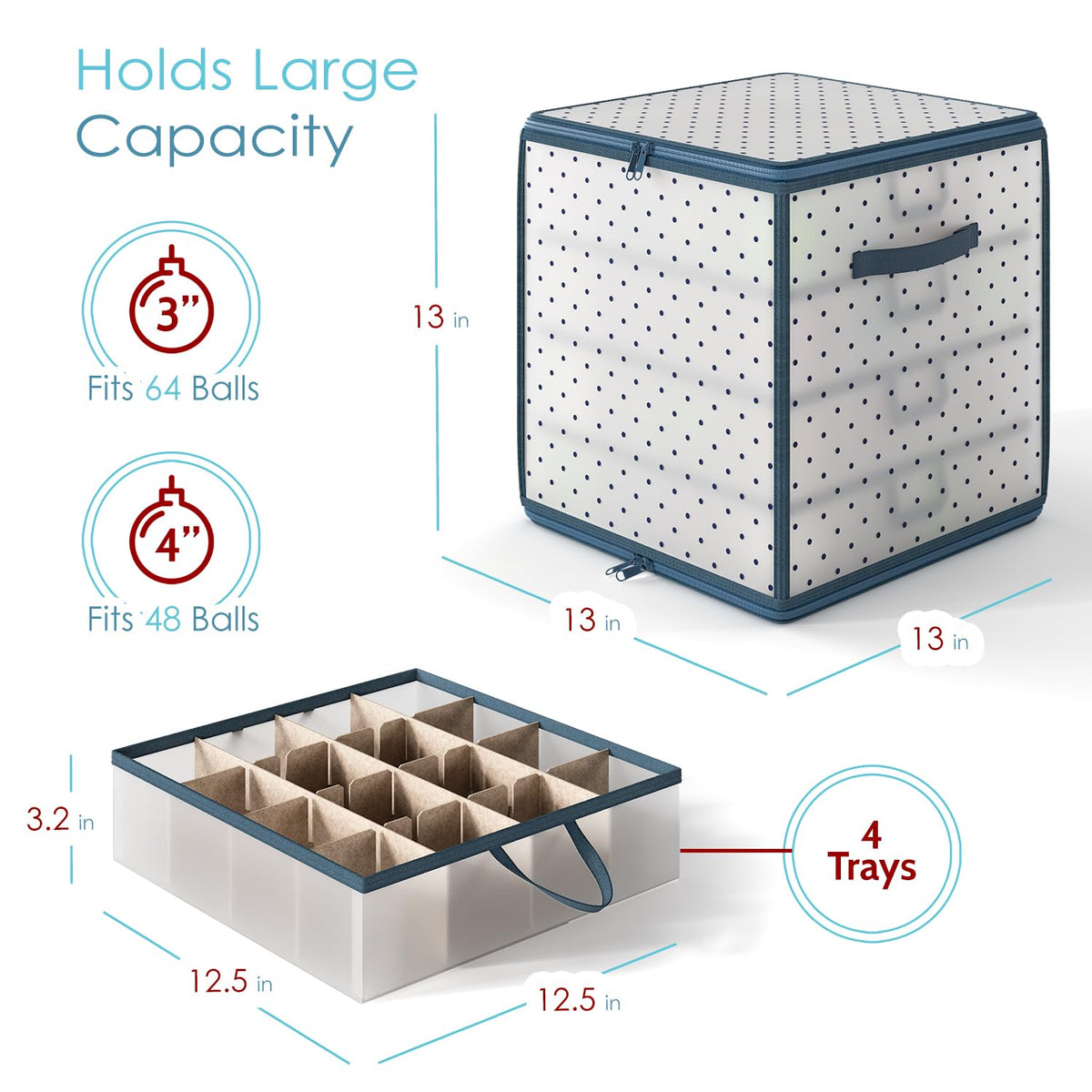 Hearth & Harbor Ornament Storage Box, Holds 64 Ornaments, Clear