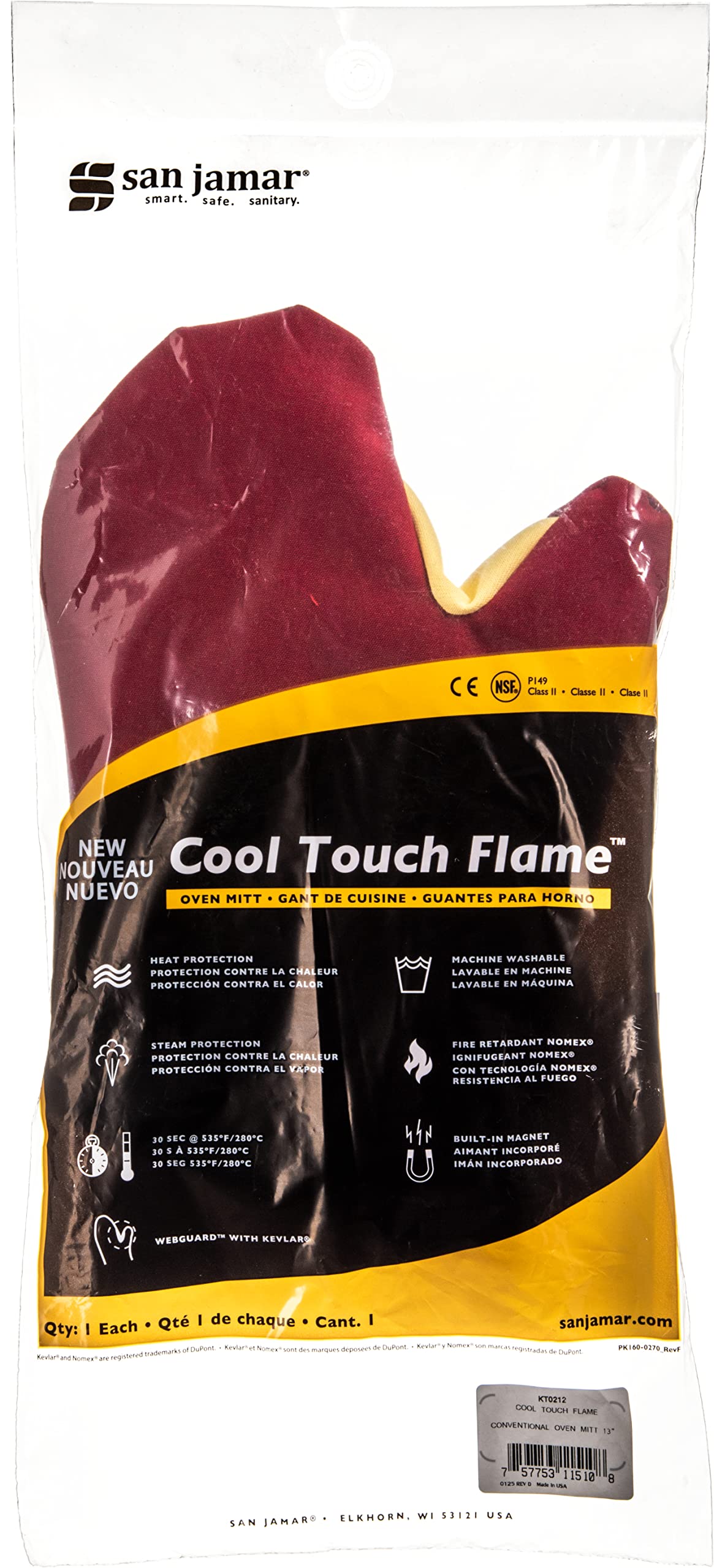San Jamar 13" / Conventional / Red Oven Mitts