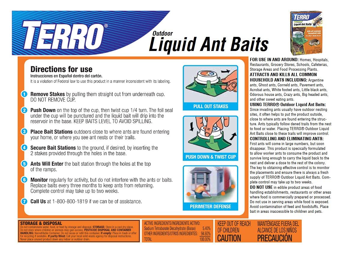 2-Pack Outdoor Liquid Ant Baits-12 Traps by Terro – 12 Bait Stations, Clear, Model T1806SR