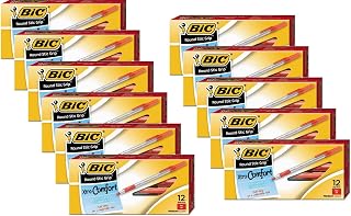 BIC Round Stic Grip Xtra Comfort Ball Pen Medium Point 1.2mm Red 11DOZEN GSMG11RD