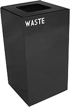 Witt Industries 28GC03-CB Steel 28-Gallon Geo Cube Recycling Container, Square Opening, Legend "Waste", Square, 15" Width x 15" Depth x 28" Height, Charcoal