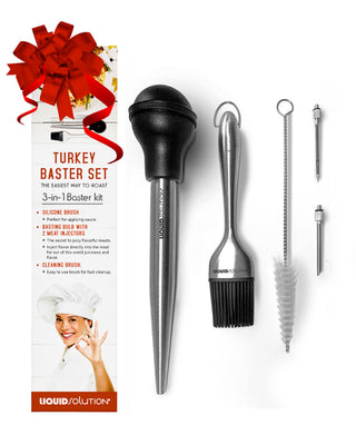 Liquid Solution Turkey Baster Set, 5 Piece Kit, Stainless