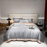 Lyocell Tencel Duvet Cover,Cooling Silky Soft Smooth Bedding for All Seasons with Zipper Closure (Silver King) (Silver King)