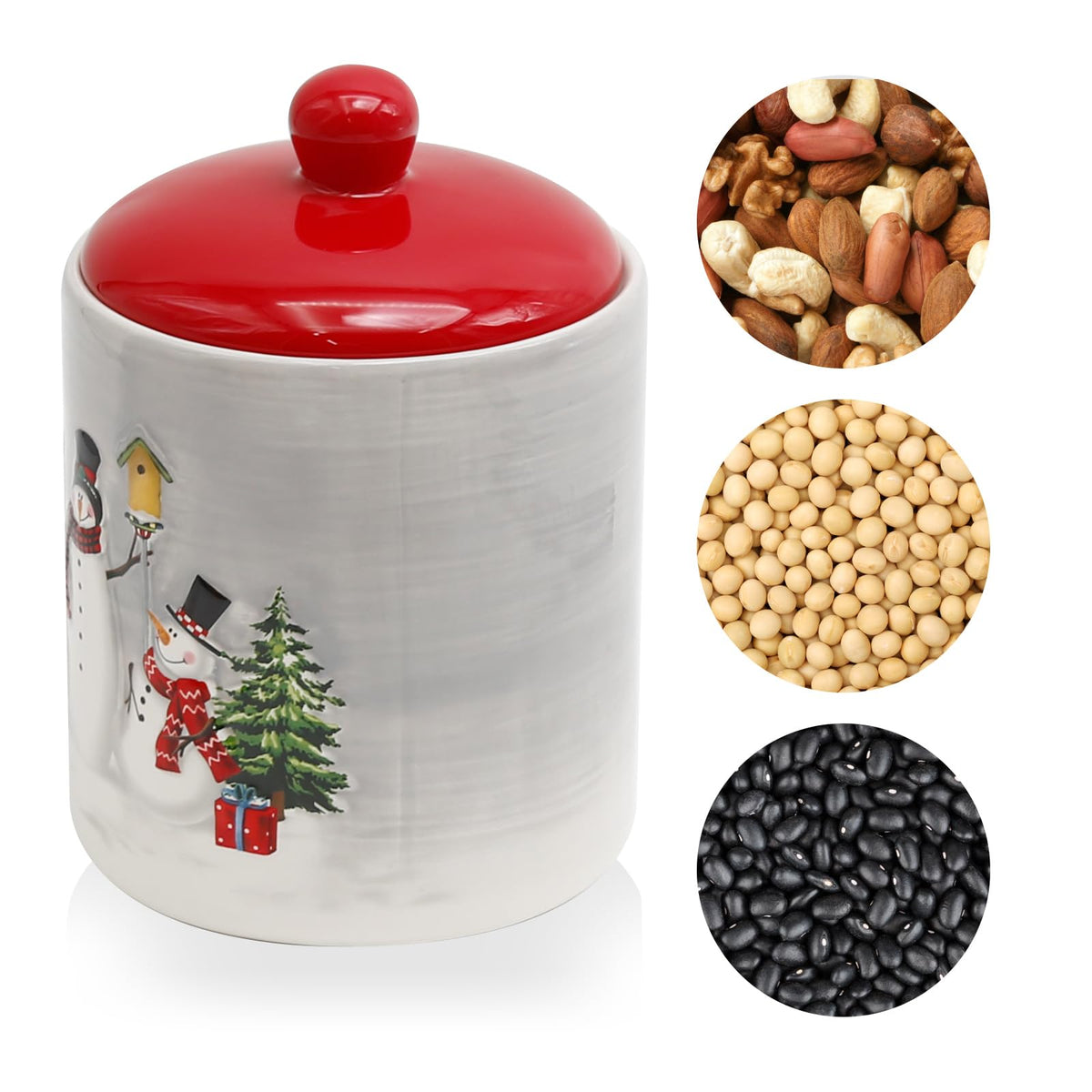 Aynaxcol Gnome Christmas Cookie Jar, Ceramic Storage Container, Multicolor