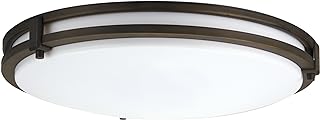 Lithonia Lighting FMSATL 13 14840 BZA M4 LED Saturn Flushmount Ceiling Light Fixture for Kitchen | Hallway | Bedroom, Dimmable, 4000K, Antique Bronze