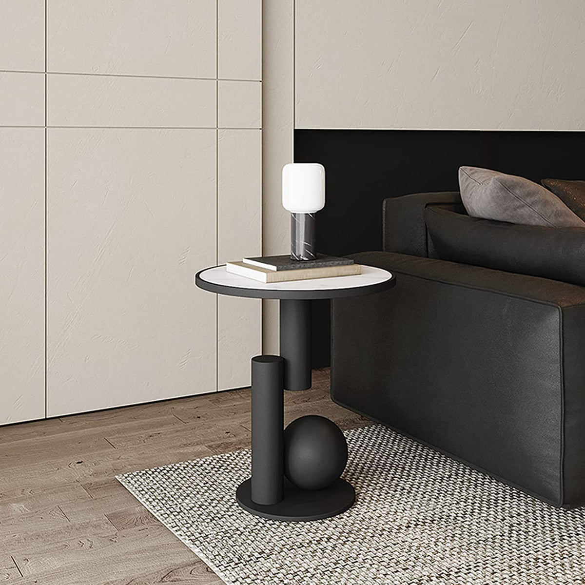 Modern Minimalist Round Coffee Table - 21.7" Height Metal e Side Table for Living Room & Bedroom - Slish Nightstand & Accent Table by Mesa Creative Slate by Generic – Model Generic