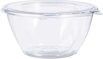 Dart 32 oz SafeSeal Tamper-Evident Clear PET Plastic Bowl with Hinged Flat Lid, CTR32BF (150 Count)