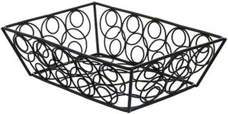 American Metalcraft EBB59B Steel Rectangular Wire Loop-D-Loop Bread Basket, Small, 9" L x 6" W x 2.5" H, Black