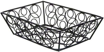 American Metalcraft EBB59B Steel Rectangular Wire Loop-D-Loop Bread Basket, Small, 9" L x 6" W x 2.5" H, Black