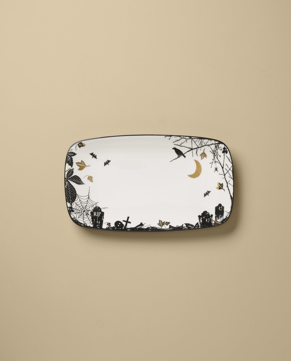 Haunted Halloween Hors Doeuvres Tray by Lenox – 14" x 8" x 1", Porcelain, Multicolor, Model 899022