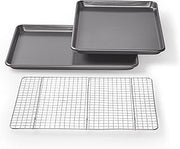 Chicago Metallic Jelly Roll Pan Set with Cooling Rack | 2 Nonstick Baking Sheets with Chrome Wire Rack, Heavy Duty Steel, No-Warp Design for Baking Cookies, Roasting