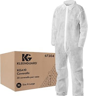 KLEENGUARD KGA10 Lightweight Coveralls for Non-Hazardous Particulate Protection (67304), Zip Front, Elastic Wrists, Open Ankles, White, X-Large (Qty 50)