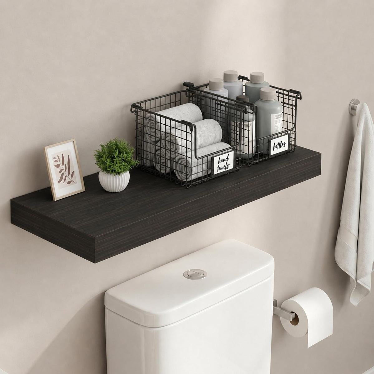 Tanna Floating Shelves for Wall by Furinno – 11.8 x 35.4, Engineered Wood, Tobacco Oak, Model N25621TO