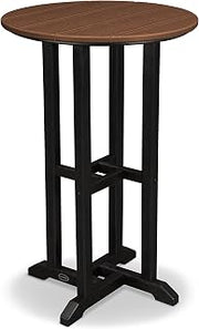 Polywood RRT224FBLTE Contempo 24-Inch Round Counter Height Table, Black Frame, Teak