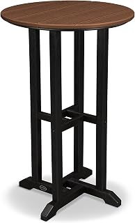 Polywood RRT224FBLTE Contempo 24-Inch Round Counter Height Table, Black Frame, Teak