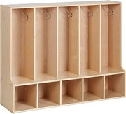 ECR4Kids Streamline 5-Section Toddler Coat Locker with Bench, Classroom Furniture, Natural