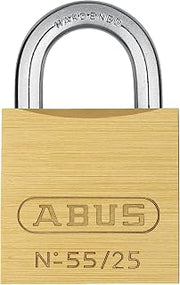ABUS 55/25 Small Solid Brass Padlock with 2 Keys for School, Gym, Cabinet 15/16in (25mm) Wide, Keyed Different