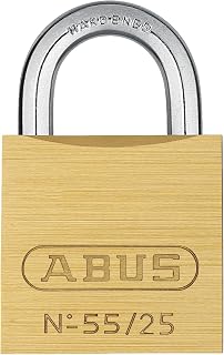 ABUS 55/25 Small Solid Brass Padlock with 2 Keys for School, Gym, Cabinet 15/16in (25mm) Wide, Keyed Different