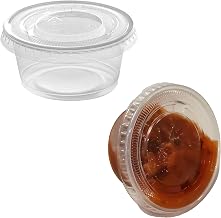 2oz Clear Plastic Disposable Portion Cups with Airtight Lids (2500 Count) - Souffle Jello Cups Snap Closure Containers for Sauces Samples Takeout Stackable & Freezer Safe