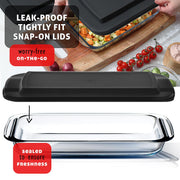 Eatex Glass Casserole Set, 4 Sizes with Lids, Black